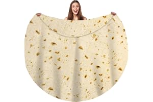 Bcareself Tortilla Blanket 2.0 Double Sided Adult Size Giant Double Sided for Kids Funny Realistic Food Personalized Throw Blanket Novelty Gift Taco Blanket Soft Flannel 60 inches Beige