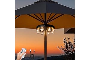 TWINKVILLA Umbrella Lights Outdoor Patio, Rechargeable Cordless with Dimmer &Timer, 8 Bright Warm White LED Bulbs Perfect for Garden, Backyard, Camping, BBQ or Indoor Use