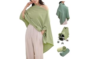 TADO MUSLIN 2-Pack Nursing Covers for Breastfeeding, 100% Organic Cotton Muslin Breastfeeding Cover, Multi-Use Nursing Scarf, Car Seat Canopy, Stroller Cover, Soft Breathable Baby Blanket Green