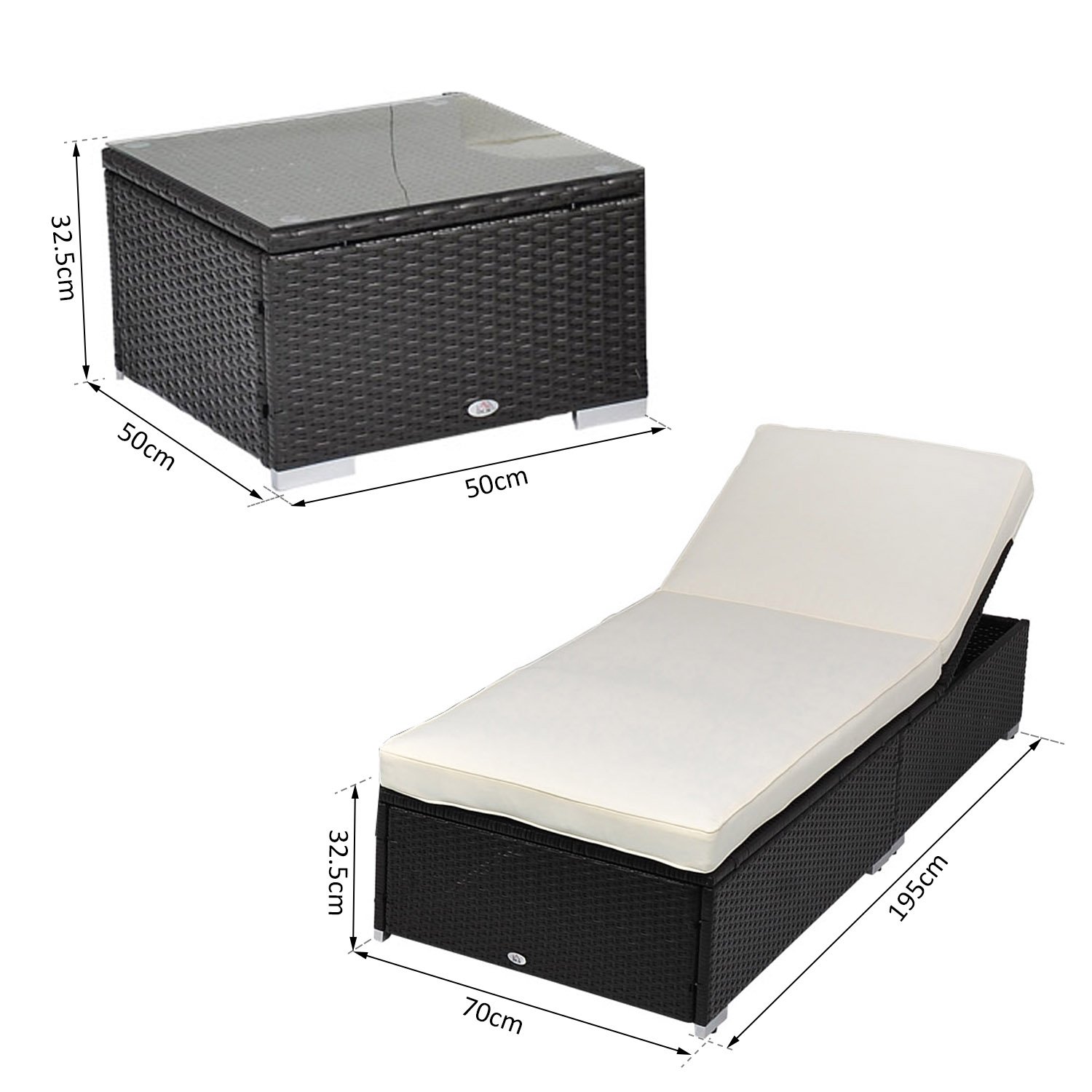 outsunny rattan sun lounger