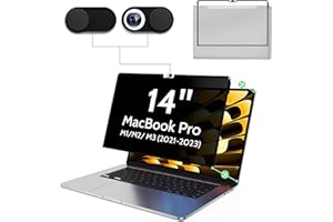 MAO YEYE Privacy Screen for MacBook Pro 14 Inch M1/M2/M3(2021-2023)-A2918 A2992 A2442 A2779,Anti Blue Light Glare Filter Removable Computer Protector,Bubble-Free Monitor Shield Laptop Film With Camera Cover