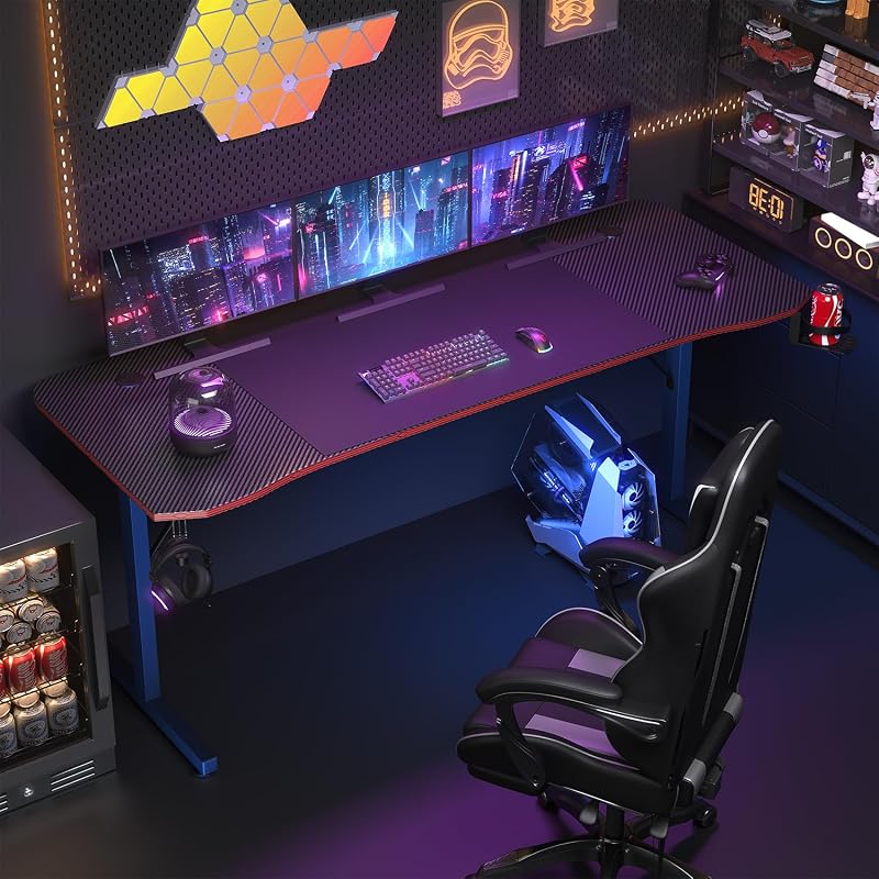 Ergonomischer Gamer-Tisch mit Getränkehalter und Mauspad,180x60cm — Foto 2 von 7