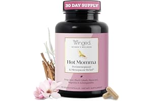 Winged Wellness Hot Momma Menopause Supplements for Women - Hormone-Free Menopause Relief Support for Hot Flashes & Night Sweats with Chaste Tree Berry, Multivitamins & More - 60 Vegan Capsules