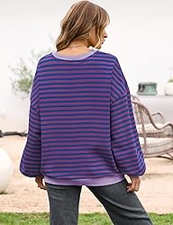 UEU Womens Striped Oversized Sweatshirt Casual Long