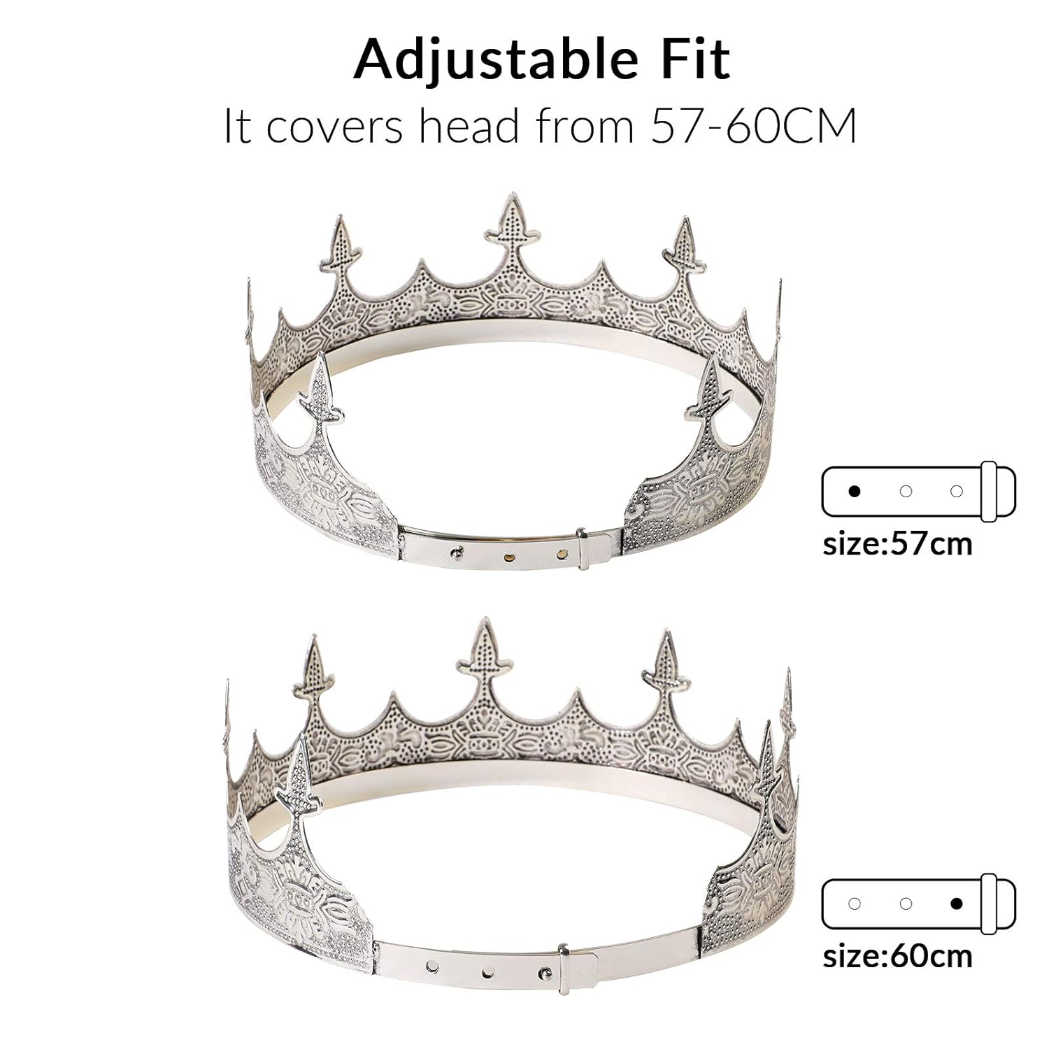 SWEETV Antique Silver King Crown - Men's Crown for Prom Party Decorations, Royal Medieval Crown Costume Accessories: Beauty