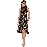 Adrianna Papell Womens Printed Halter Midi Dress