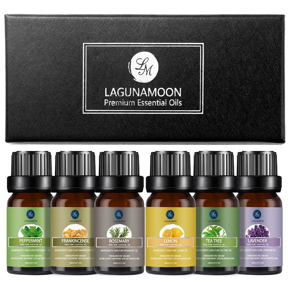 Lagunamoon Essential Oils Gift Set, 6 Pcs Pure Essential Oils for