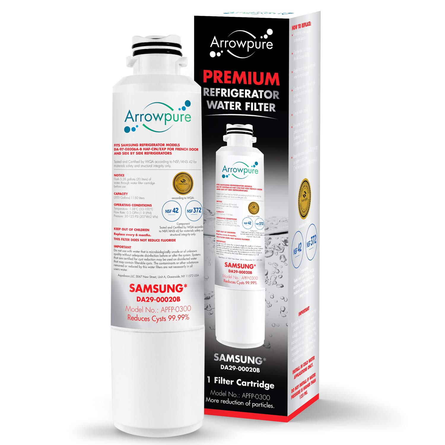 Refrigerator water filter Fits for Samsung RS25J500DSR, RS25J500DSR/AA