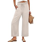 ANRABESS Palazzo Pants for Women Summer Casual Flowy High Waist Wide Leg Capri Pants 2026 Loose Lounge Cropped Beach Trousers