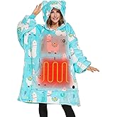 THREE POODLE Heated Wearable Blanket Hoodie, Oversized Sherpa Electric Hoodie Blanket, Gifts for Women(Battery Not Included)