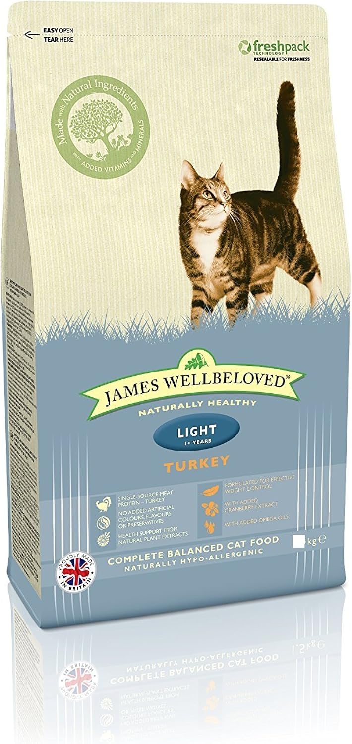 James Wellbeloved Complete Dry Adult Light Cat Food Turkey and Rice, 4