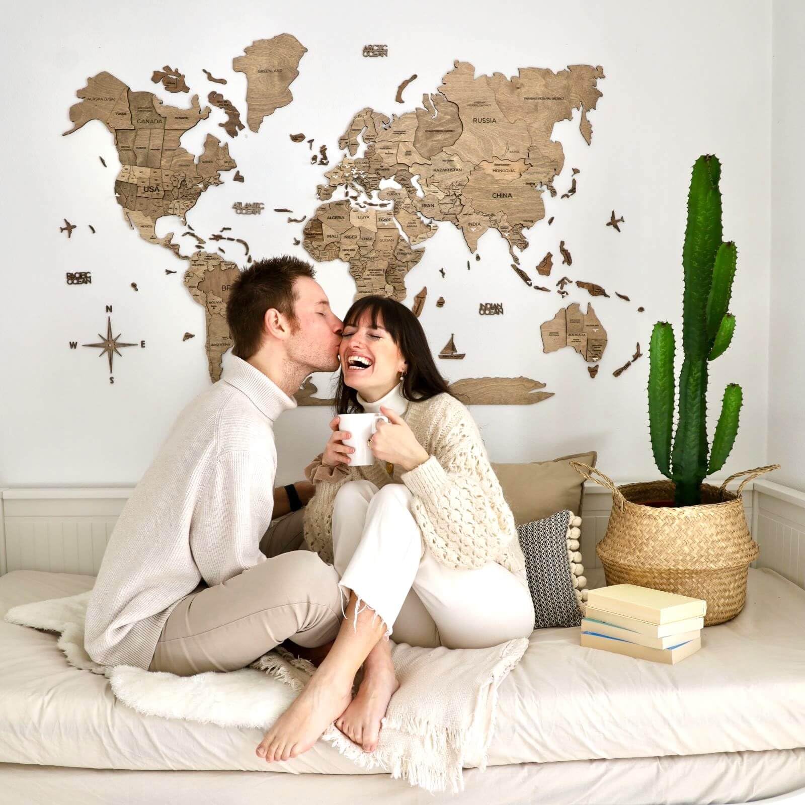 ENJOY THE WOOD 3D Wood World Map Wall Art Large