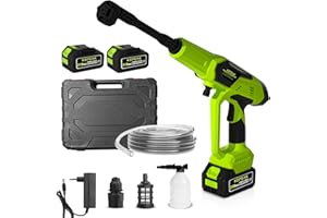 KEPEAK Cordless Pressure Washer, 1450PSI Portable Power Washer with 6-in-1 Nozzle, 21V Hand Held Pressure Washer with 2 Batteries, Electric Power Cleaner for Car, Garden, Home