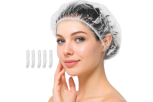 Homrelaxy 150 Pcs Disposable Shower Caps - Clear Plastic Hair Caps for Women, Large, Waterproof Bath Cap for Travel & Salon U