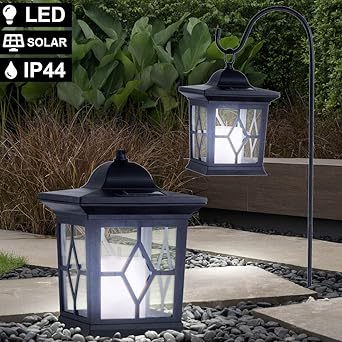 2er Set Led Solar Garten Steck Lampen Schwarz Erdspiess Deko Aussen Laternen Ip44 Amazon De Beleuchtung
