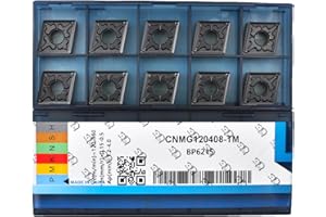 CDBP Carbide Turning Inserts CNMG 432 TM / CNMG120408 for Semi-Finishing Cutting Steel, Cnmg Insert for Metal Lathe Turning Tools, 10 PCS