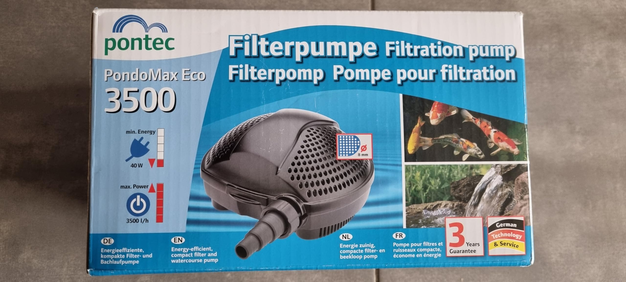 Pontec 54770 PondoMax Eco 3500 - Filter and watercourse pump / energy-efficient pump for watercourses / for filter feeding