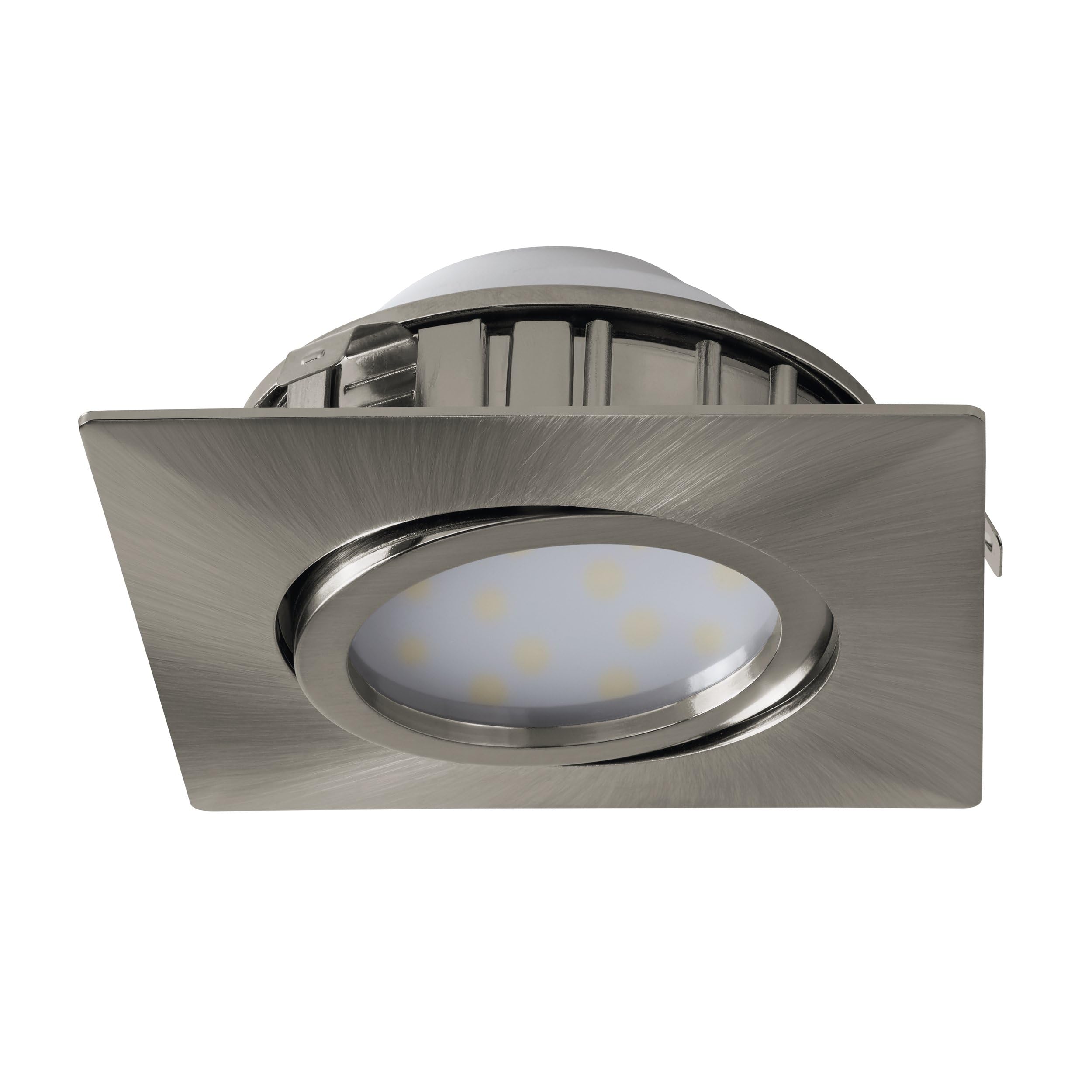 EGLO Pineda LED Recessed Spotlight Plastic LED Spotlight in Nickel Matt Recessed LED Flat and Swivelling L x W 8.4 cm