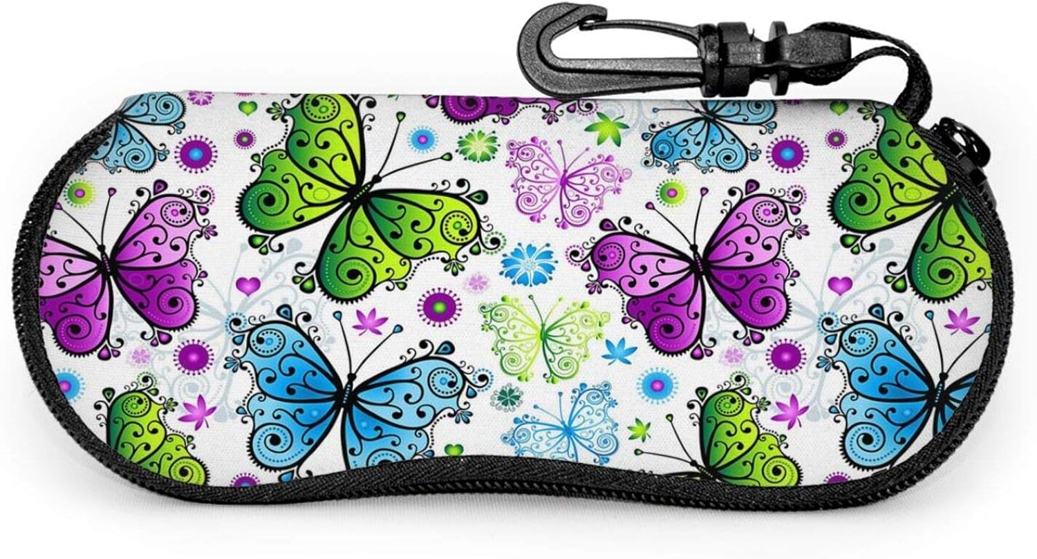 Colorful Cute Pattern Butterflies Sunglasses Case Travel Glasses Case