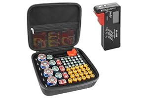 Linkidea Hard Battery Storage Container, Organizer Box with Tester BT-168, Safe Carrying Battery Case Holder - Holds 63 Vario