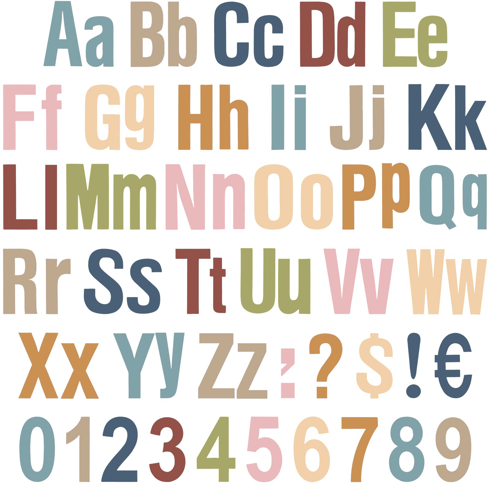 Photo 1 of 134 Pcs 5 Inch Bulletin Board Letters Colorful Alphabet Letters Numbers and Punctuation Cutouts Letters for Bulletin Board Wall Set for Display Board Chalkboard(Morandi)