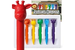TinyGeeks 6 Animal Shaped Crayons - Non Toxic Crayons for Toddlers - Washable - Perfect for Kids Ages 4-8 - Easy To Hold - Enjoy your Little Safari