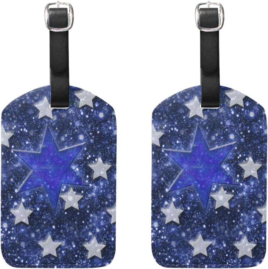 Star 2 PCS PU Leather Baggage Tag ID Tags Business Card for Hang on Travel Bag Suitcase Baggage