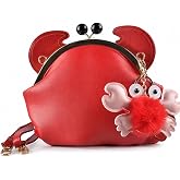 Crab Purse Lobster Novelty Bag - Animal Shells Crossbody Handbag for Women | 3D Crab Shell Shape Novelty Purse, PU Faux Leather, Detachable Strap, For Party Shopping Travel, Women and Girls