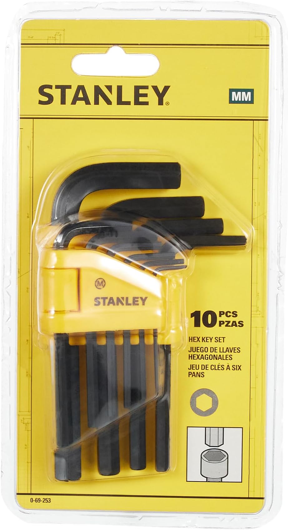 STANLEY Hex Key Allen L Wrench Set 10Pc 1.5-10mm Metric Tools 0-69-253
