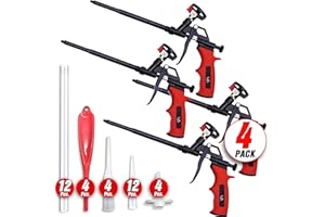 LUFT WERKZEUGE 4 Pack Luft Professional Expanding Spray Foam Gun (4 Guns + 36 Tips and Tools) PU Insulating Applicator Heavy Duty Metal Body Dispensing Foam Gun Suitable for Caulking, Filling, Sealing