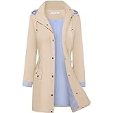 BBX Lephsnt Rain Coats for Women Waterproof Rain Jacket Lightweight Windbreaker Outdoor Hooded Trench Coat