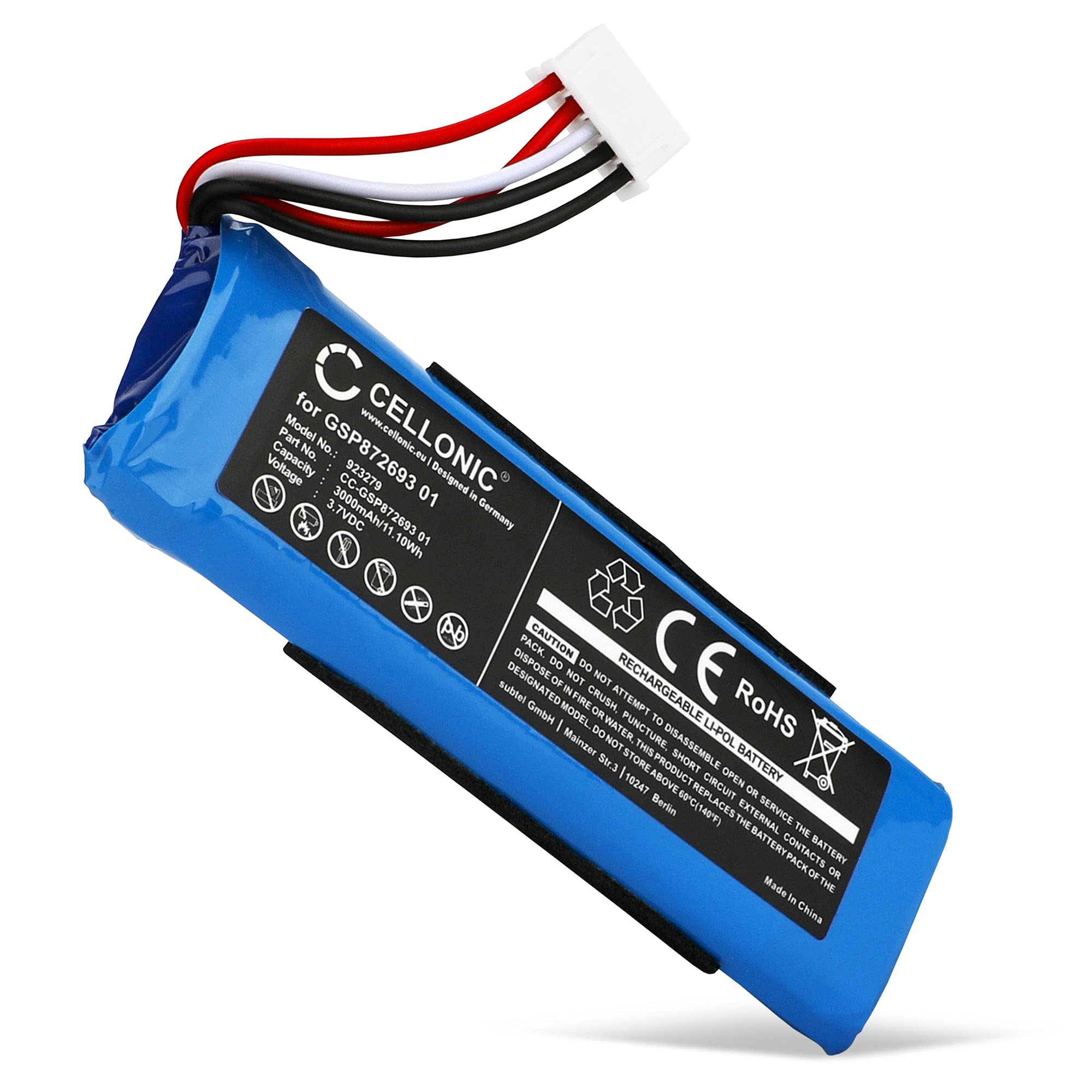 CELLONIC 1x Battery for Speaker Compatible with JBL Flip 4, Flip 4 Special Edition, GSP872693 01 - (3000mAh, 3.7V)