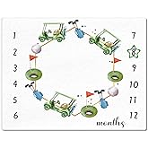 Mindsoft Golf Print Baby Monthly Milestone Blanket Newborn Baby Boy Green Gender Neutral Newborn and Nursery Essentials Personalized Ideas for Nursery Decor (Green, Golf)