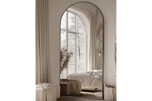 Suidia Arched Full Length Mirror, 71"x28" Floor Mirror Freestanding, Floor Standing Full Body Mirror with Stand for Bedroom, Hanging Mounted for Living Room Cloakroom, Black