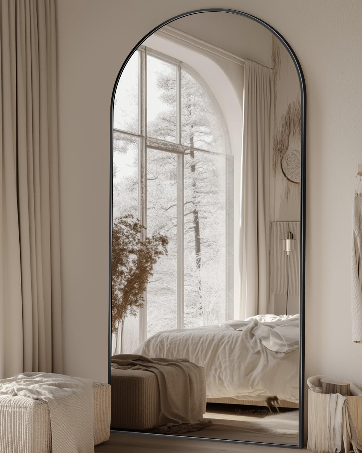 Photo 1 of Suidia Arched Full Length Mirror, 71"x28" Floor Mirror Freestanding, Floor Standing Full Body Mirror with Stand for Bedroom, Hanging Leaning Mounted for Living Room Cloakroom, Black