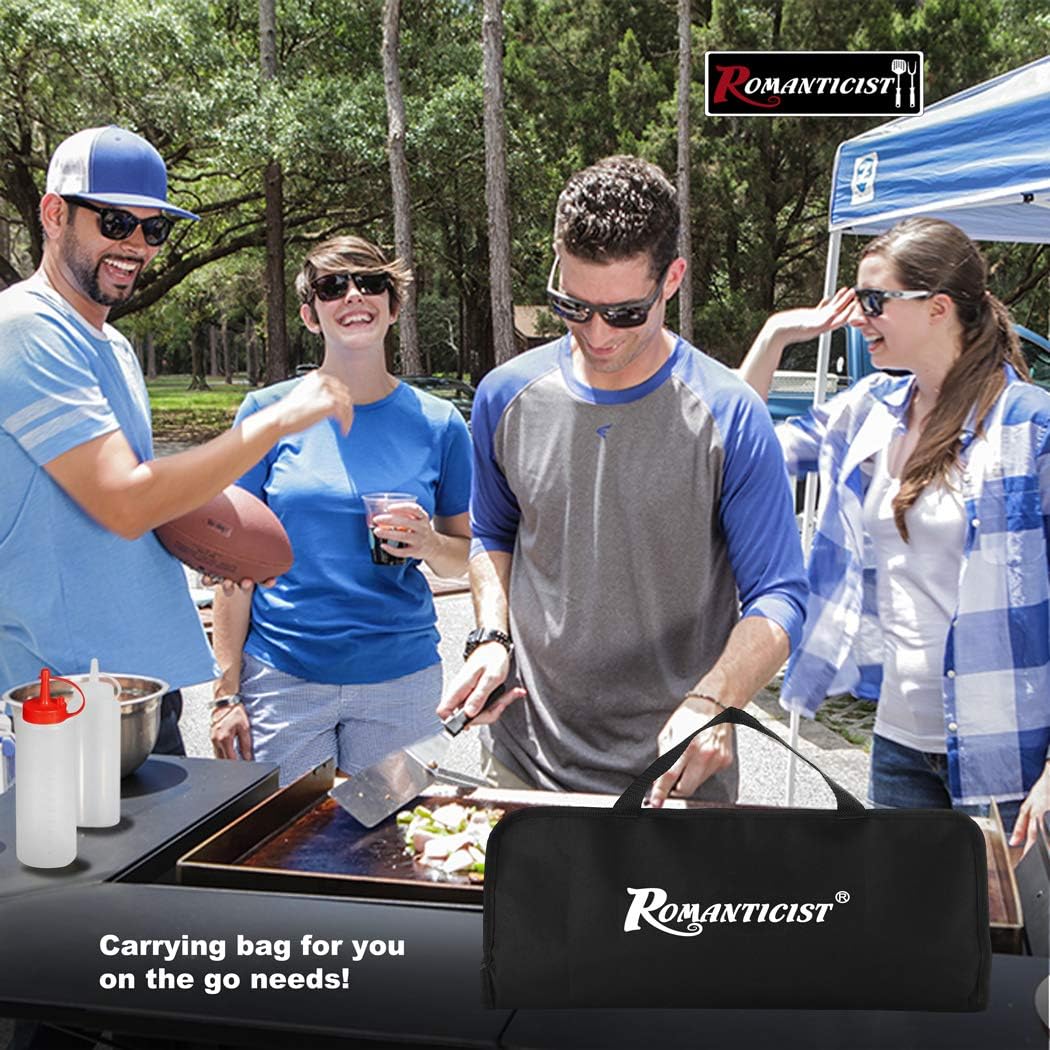 ROMANTICIST 11PC Griddle Accessories Kit with Carrying Bag - Restaurant Grade Griddle Spatula Set for Flat Top Grill Hibachi Cooking - The Very Best Grill Gift on Birthday Wedding: Kitchen & Dining