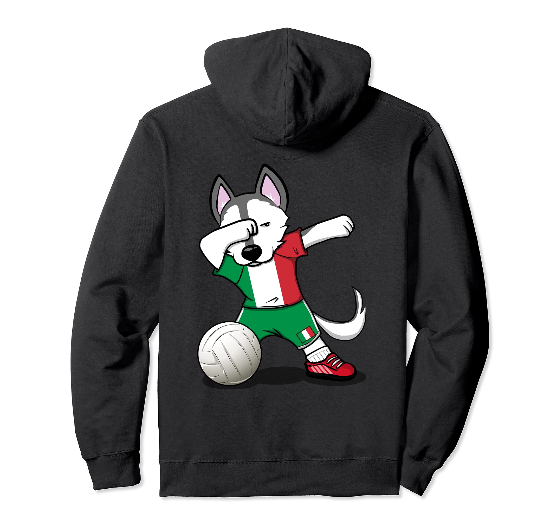Dabbing Husky Italy Volleyball Fans Jersey - Italian Flag Pullover Hoodie