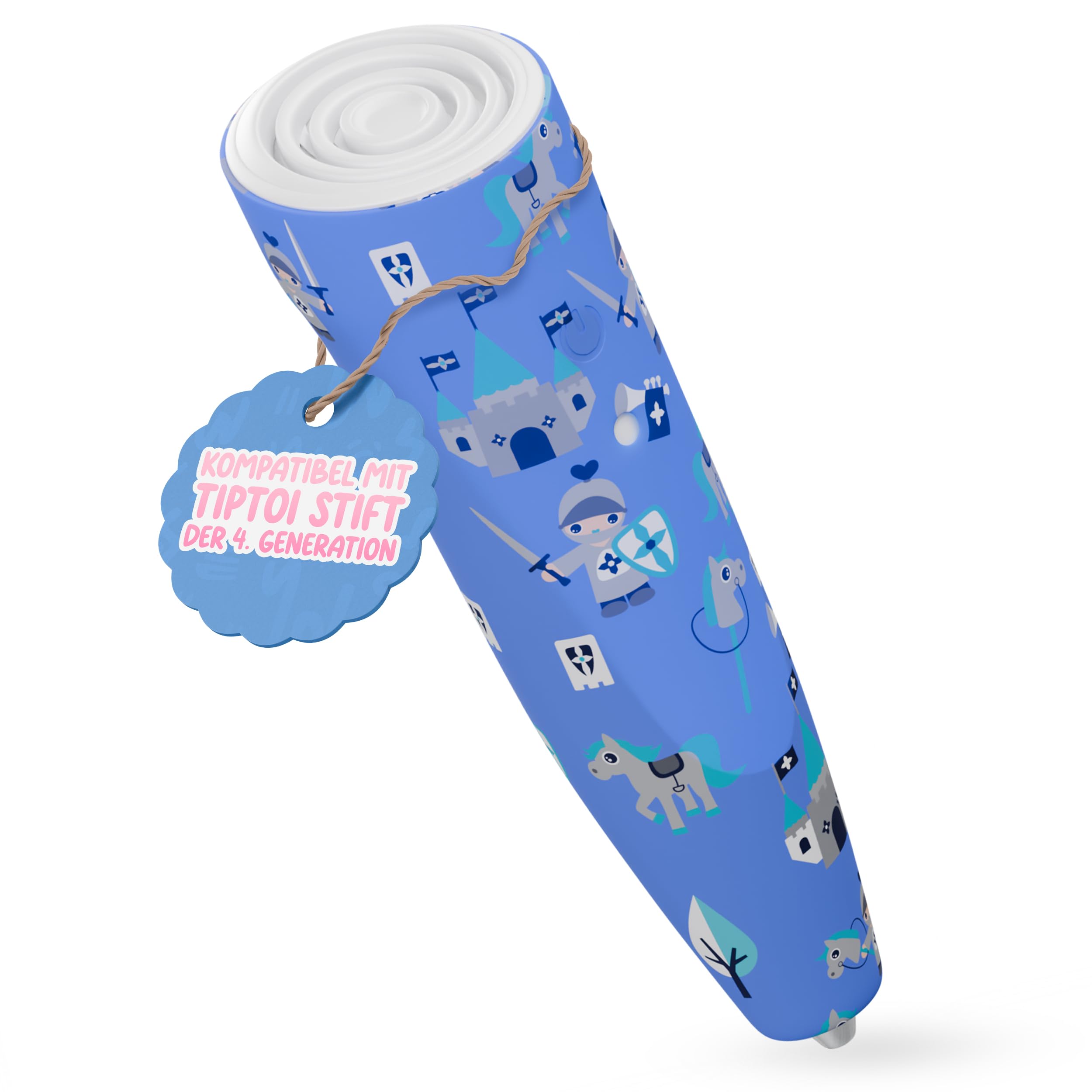 caseroxx Protective Case for Ravensburger TipToi the Pen 110 Inch Gen 4, Cover (Silicone Case for Ravensburger TipToi) in Blue Knight Pattern