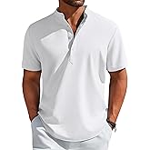 COOFANDY Men's Henley Shirt Short Sleeve Casual T-Shirt Summer Beach Hippie Henley Tee Shirt