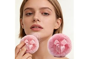 Fluffy Powder Puff for Face Powder, Soft Velour Makeup Puff Applicator, Large Setting Powder Puff for Loose Powder, 1 Piece