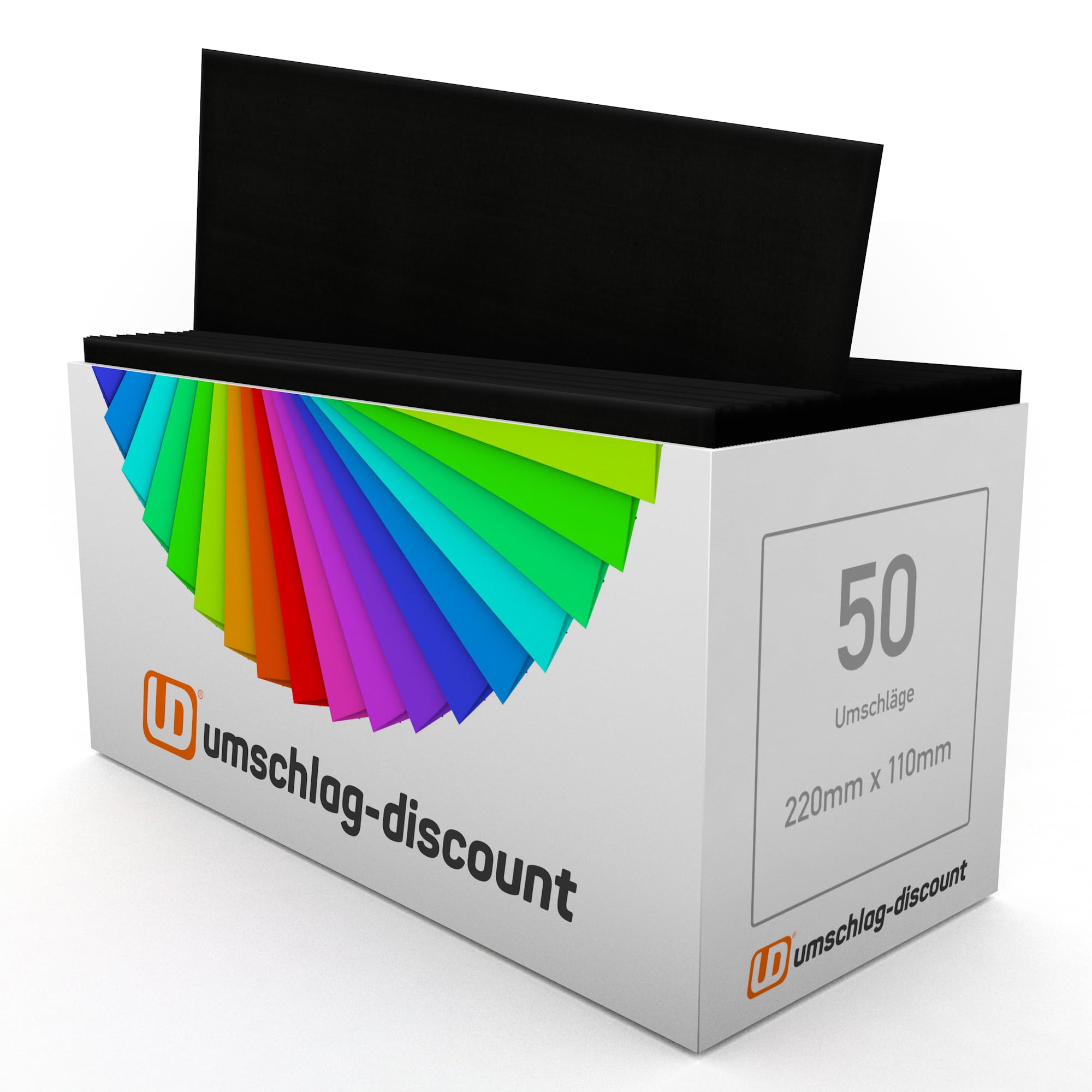 50 Envelopes, Black, 220 x 110 mm, Peel & Seal, Caribic from IGEPA