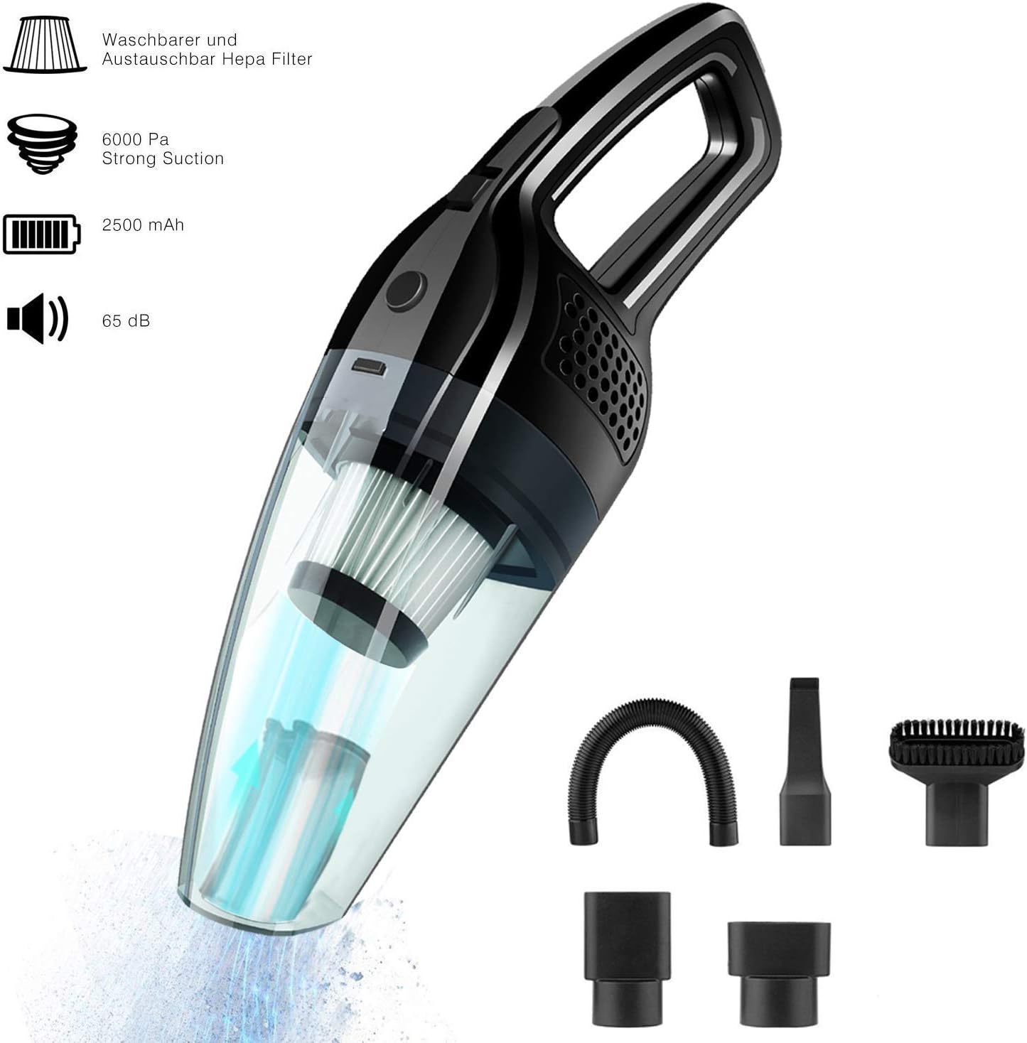 Hand held Vacuum Cordless Strong Powerful Suction, Light Weight Portable Vacuum Hand Vac for Home/Car