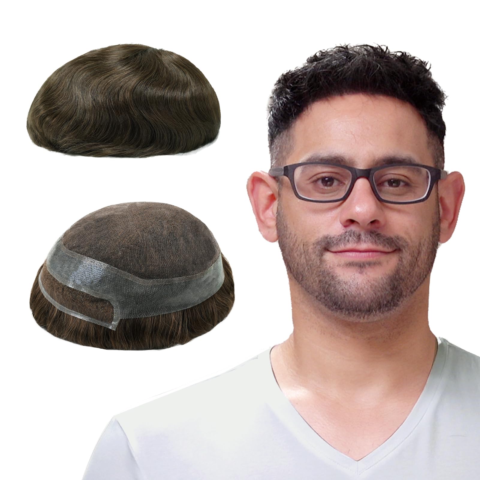 Lordhair Human Hair Toupee for Men, Natural Hairline French Lace Front with Skin Perimeter Men's Hair System โ image 1
