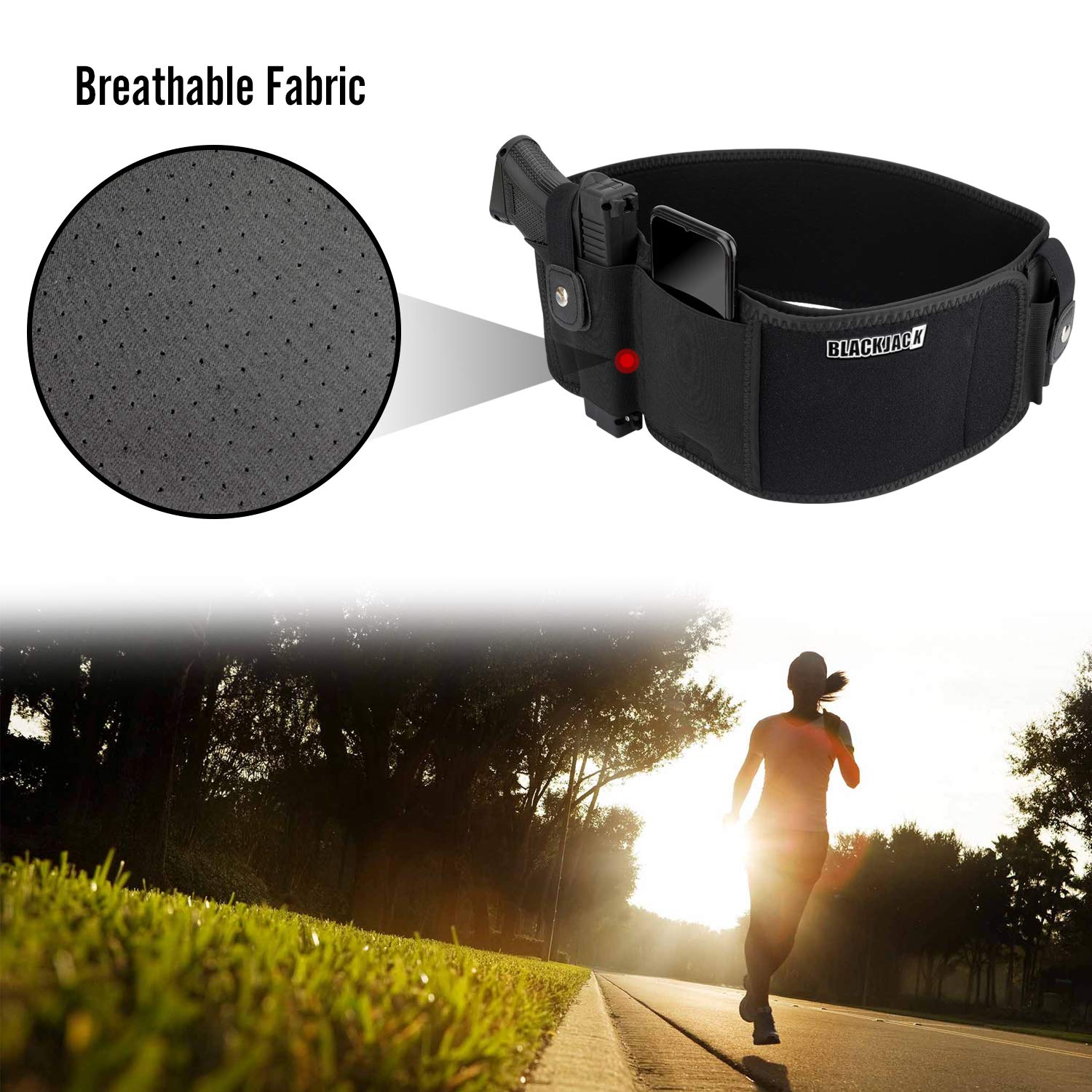 Black Jack Ultimate Belly Band Holster, Concealed Carry Fit for Glock, Ruger, CCW, S&W M&P, Shield Bodyguard Sig Sauer, OWB IWB Carry Holster for Women & Men (Black)