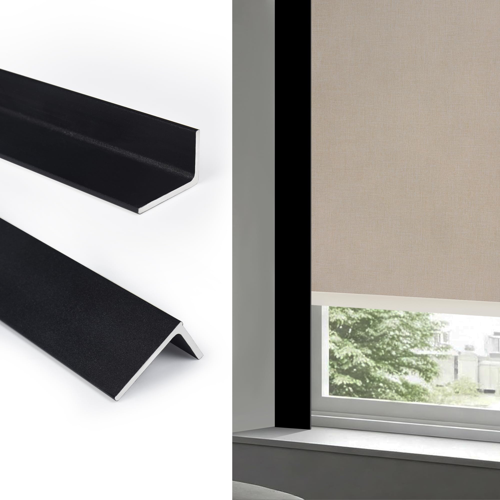 Photo 1 of LazBlinds Light Blockers, Suitable for Roller Shades, Zebra Blinds, and Blinds Side Edge Light Blockers, Easy to Install and Cuttable Blocking Panels, Black, 58", 2Pcs