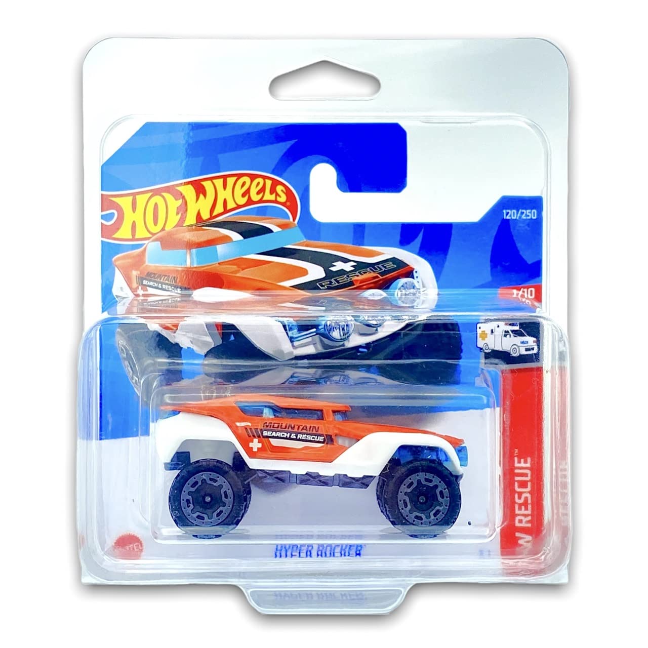 Hot Wheels Hyper Rocker (Orange/White) 1/10 HW Rescue 2022-120/250 (Short Card) *** COMES IN A KLAS CAR KEEPER PROTECTIVE COLLECTORS CASE *** HCX26