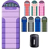 Cotton Flannel Lined Sleeping Bag for Adults Teens Kids, Cold Weather &Warm, 3 Seasons, Lightweight Compact Camping Essentials Equipment, Hiking, Outdoor, Travel