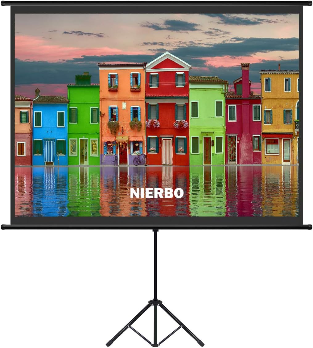 60 inch Projector Screen with Retractable Stand, NIERBO Projection