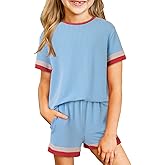 blibean Girls Summer Clothes Sets Kids Contrast Trim Outfits Size 6-15 Years