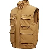 Mens Vest Men's Winter Vest Outerwear with Pockets Fleece Lined Water-Resistant
